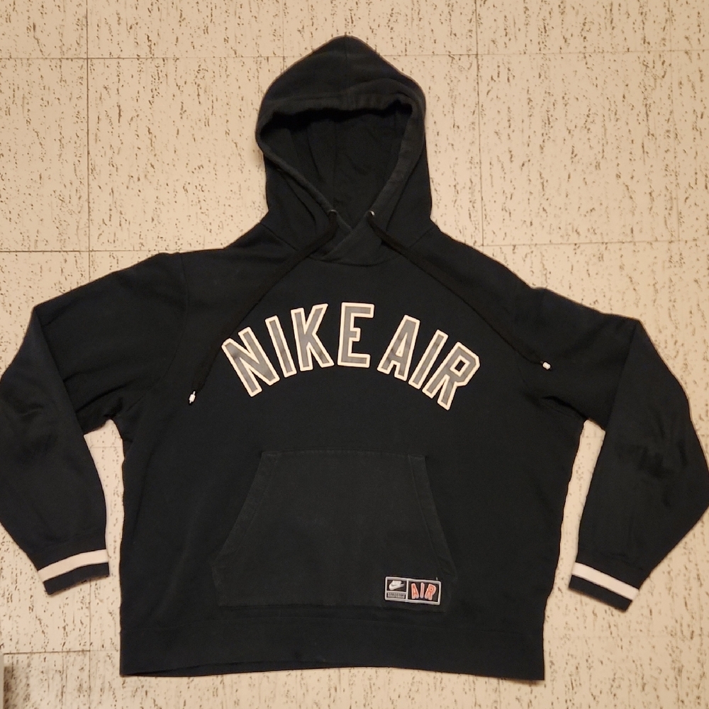 Nike Air Big Spellout Logo Pullover Hoodie Sweater Black, Grey And White